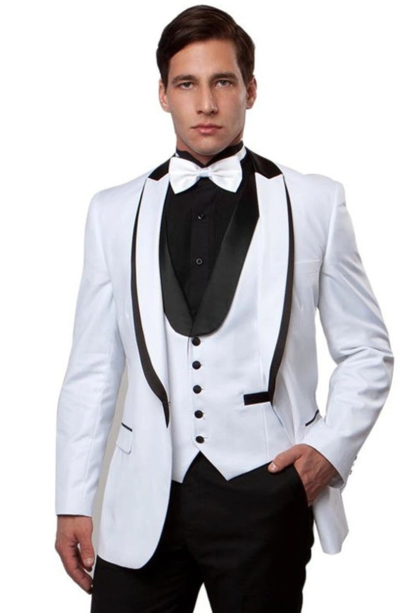 Weißer Smoking für Herren: Ein Knopf, Satin-Details, Weste - Eleganz pur!